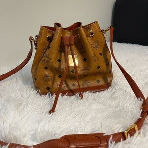 MCM Cognac Brown Bucket Bag